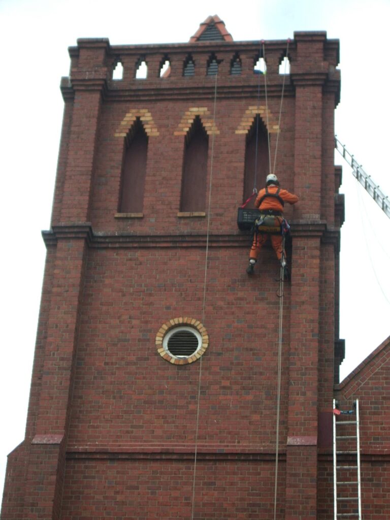 Malvern Catholic Church access rope work in action